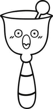 Bir insan tarafından çizilmiş okul çanının çizgi çizimi.