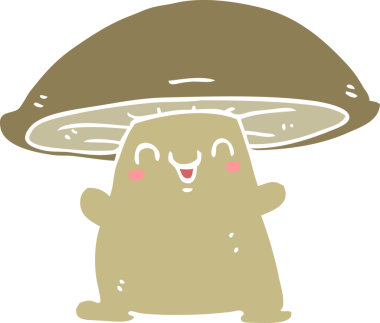 Bir insan tarafından çizilmiş düz renkli mantar karakteri