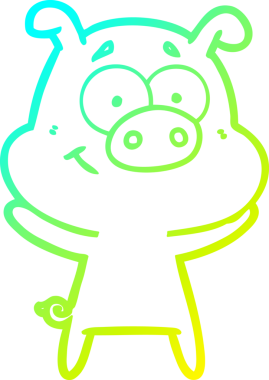 Bir insan tarafından çizilmiş mutlu çizgi film domuzu çizimi.