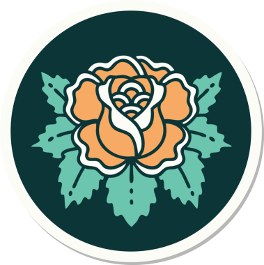 Bir insan tarafından çizilmiş geleneksel bir gül stili dövmesi.