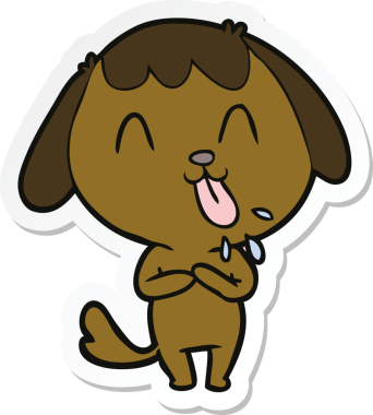 Bir insan tarafından çizilmiş şirin bir köpeğin çıkartması.