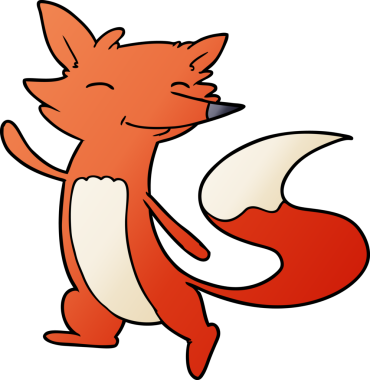 Bir insan tarafından çizilmiş mutlu tilki çizgi filmi.