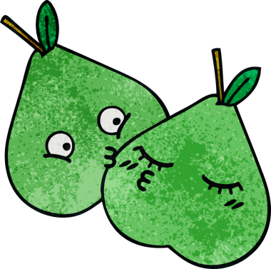 Bir insan tarafından çizilmiş yeşil armut retro grunge desen karikatürü