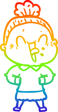 Gökkuşağı gradyan çizgi çizimi Bir insan tarafından çizilmiş mutlu yaşlı kadın