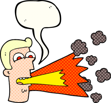 El yazısıyla çizilmiş çizgi roman konuşma balonu karikatürü bağıran adam bir insan tarafından çizilmiş.