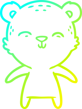 Bir insan tarafından çizilen mutlu çizgi film ayısının soğuk gradyan çizgisi.