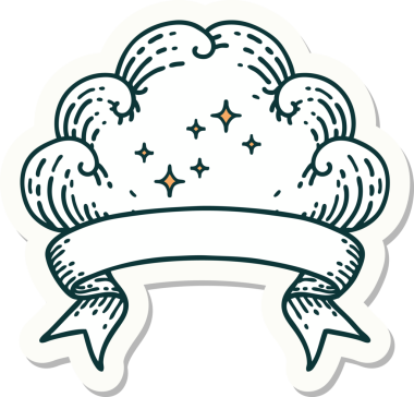 Bir insan tarafından çizilmiş bir bulutun pankartına sahip dövme stili