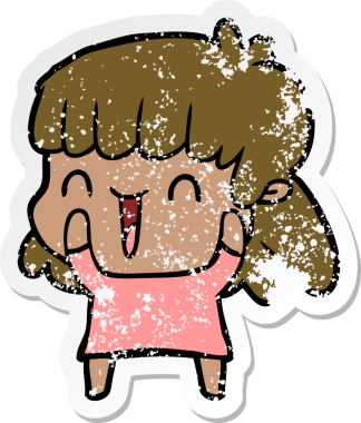 Bir insan tarafından çizilmiş karikatür bir kadının sıkıntılı çıkartması.