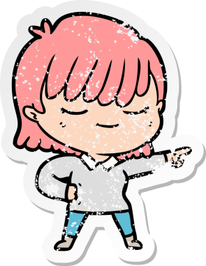 Bir insan tarafından çizilmiş karikatür bir kadının sıkıntılı çıkartması.