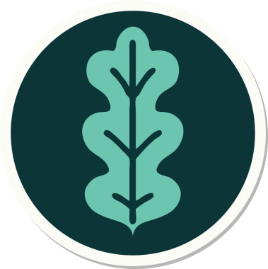 Bir insan tarafından çizilmiş geleneksel yaprak stili dövme çıkartması.