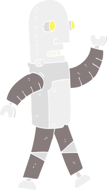 Bir insan tarafından çizilmiş robotun düz renk çizimi