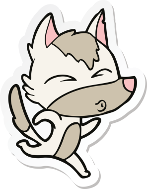 Bir insan tarafından çizilmiş bir kurt çizgi filminin çıkartması.