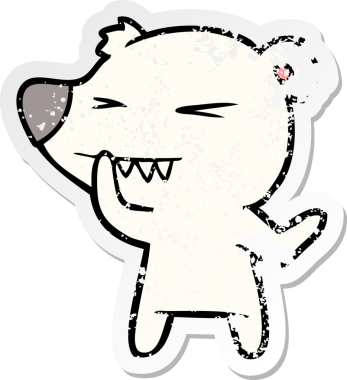 Kızgın bir kutup ayısı çizgi filminin insan tarafından çizilmiş sıkıntılı çıkartması.