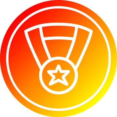 Bir insan tarafından çizilen sıcak gradyan bitiş ile madalya ödüllü dairesel simge