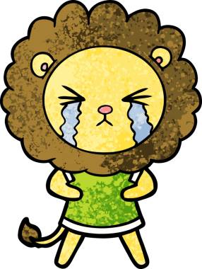 Bir insan tarafından çizilmiş ağlayan bir aslan.