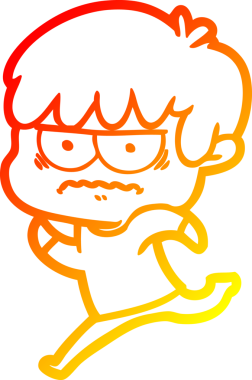 Bir insan tarafından çizilmiş kızgın çizgi film çocuğunun sıcak çizgi çizimi.