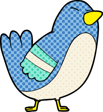 Bir insan tarafından çizilmiş çizgi film kuşu.