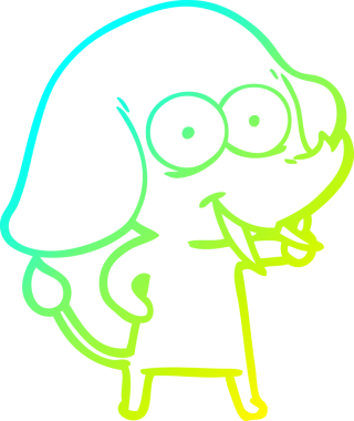 Bir insan tarafından çizilmiş mutlu bir filin soğuk gradyan çizgisi.