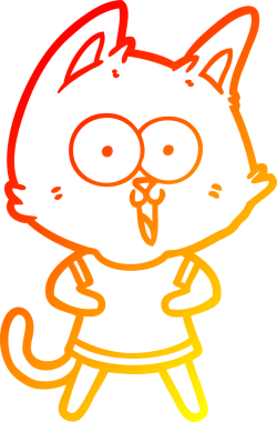 Bir insan tarafından çizilmiş komik bir çizgi film kedisinin sıcak çizgi çizimi