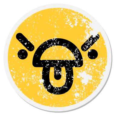 Bir insan tarafından çizilmiş kızgın inançsız yüz dairesel etiketi.