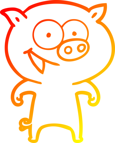 Bir insan tarafından çizilmiş neşeli bir domuz çizgi filmi.