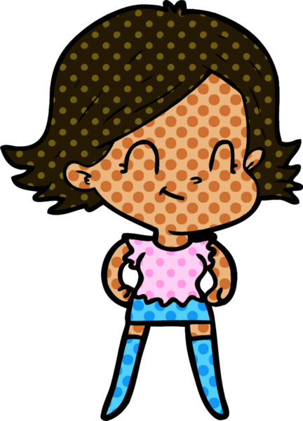 Bir insan tarafından çizilmiş karikatür dostu kız.