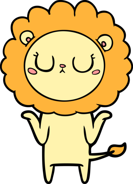 Bir insan tarafından çizilmiş çizgi film aslanı.