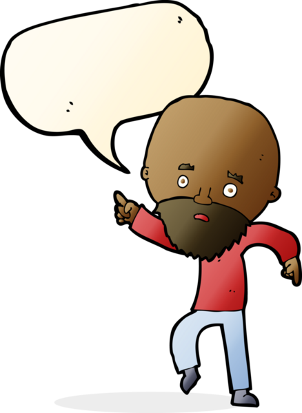 Çizgi film endişeli yaşlı adam bir insan tarafından çizilmiş konuşma balonuyla işaret ediyor.