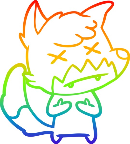 gökkuşağı gradyan çizgi çizimi bir insan tarafından çizilmiş çapraz gözlü tilki