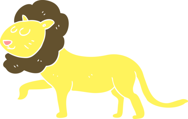 Bir insan tarafından çizilmiş aslanın düz renk çizimi