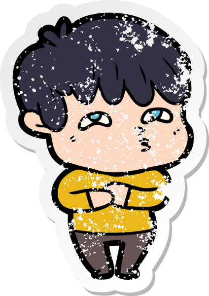 Bir insan tarafından çizilmiş garip bir adamın sıkıntılı çıkartması.