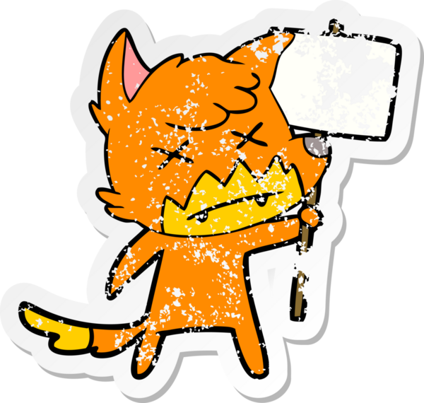 Bir insan tarafından çizilmiş protestolu ölü tilki karikatürü.