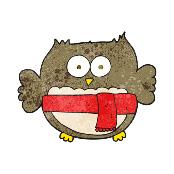 Bir insan tarafından çizilmiş el yazısı desenli şirin baykuş.