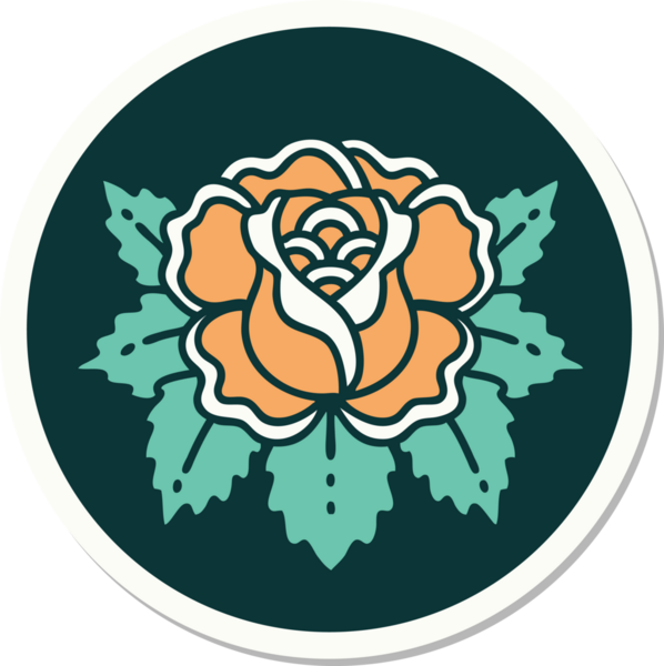 Bir insan tarafından çizilmiş geleneksel bir gül stili dövmesi.