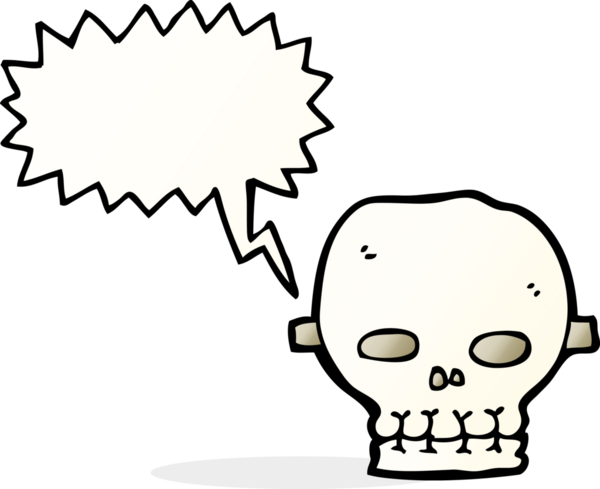 Bir insan tarafından çizilmiş konuşma baloncuğu olan tuhaf kafatası maskesi.