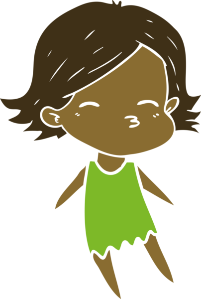 Bir insan tarafından çizilmiş düz renkli karikatür kadın