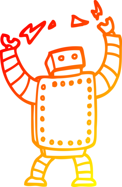 İnsan tarafından çizilmiş dev bir robotun sıcak çizgi çizimi