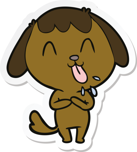 Bir insan tarafından çizilmiş şirin bir köpeğin çıkartması.