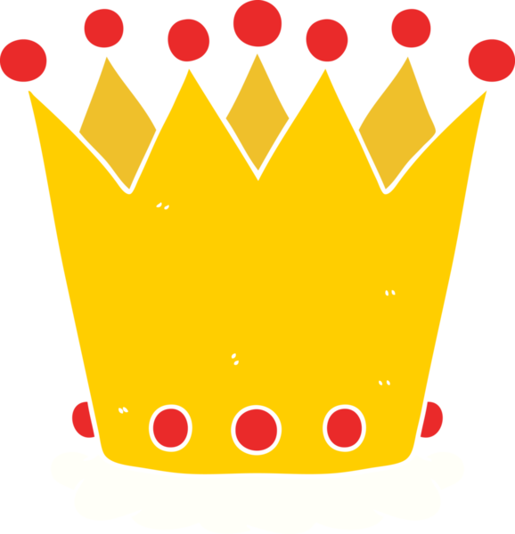 Bir insan tarafından çizilmiş düz renkli çizgi film tacı