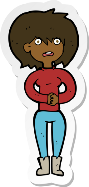 Bir insan tarafından çizilmiş endişeli bir karikatür çıkartması.