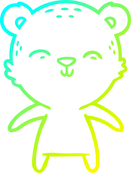 Bir insan tarafından çizilen mutlu çizgi film ayısının soğuk gradyan çizgisi.