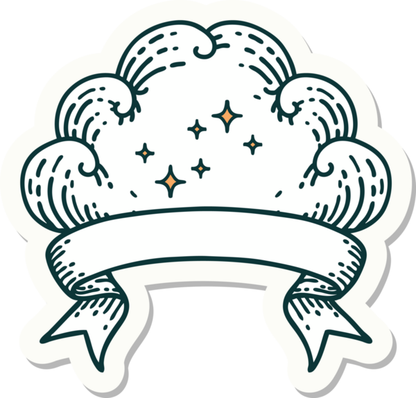 Bir insan tarafından çizilmiş bir bulutun pankartına sahip dövme stili