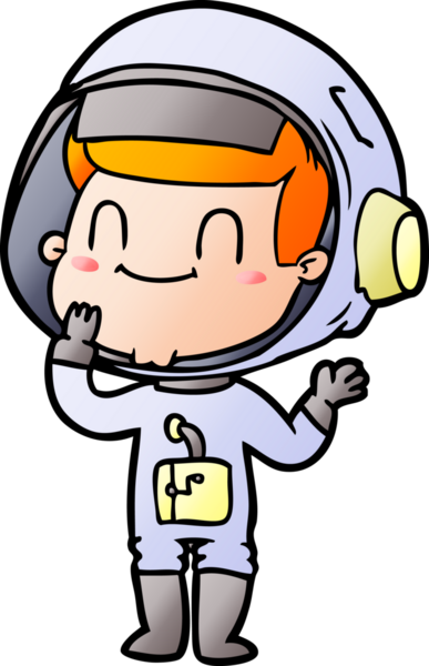 Bir insan tarafından çizilmiş mutlu astronot.