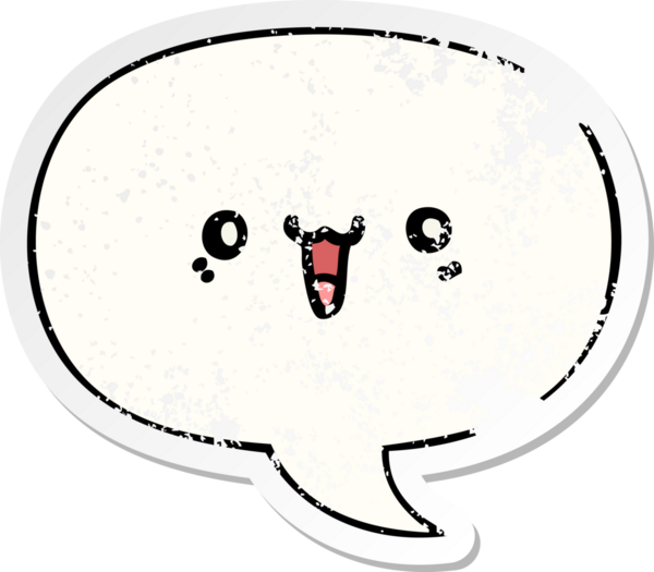 Mutlu karikatür yüzü, bir insan tarafından çizilmiş sıkıntılı eski bir çıkartma.