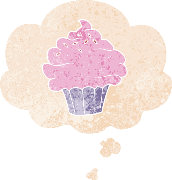 Düşünce baloncuklu çizgi film keki grunge sıkıntılı retro desenli bir insan tarafından çizilmiş