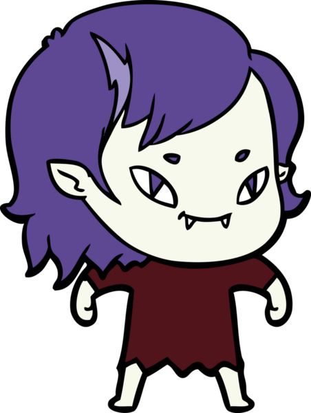 Bir insan tarafından çizilmiş çizgi film dostu vampir kız.