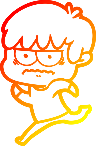 Bir insan tarafından çizilmiş kızgın çizgi film çocuğunun sıcak çizgi çizimi.