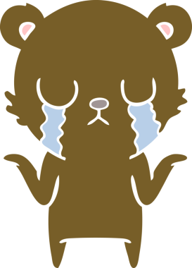 Bir insan tarafından çizilmiş düz renkli çizgi film ayısı.