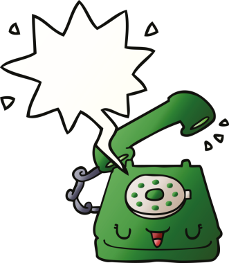 Bir insan tarafından çizilmiş yumuşak eğimli konuşma baloncuklu sevimli çizgi film telefonu