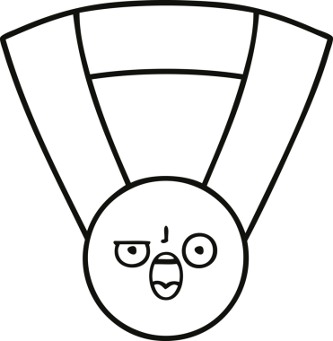 Bir insan tarafından çizilmiş altın madalyanın çizgi çizimi.